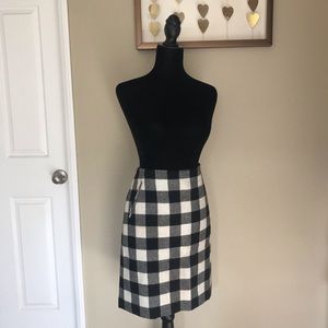 Talbots Buffalo Check Black and White Wool Skirt